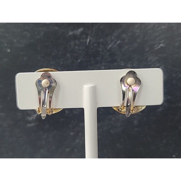 Cloisonne Enamel Butterfly And Floral Circular Shaped Clip-on Earrings Vintage - Picture 8 of 10